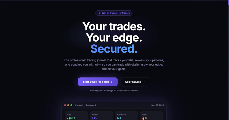 PnLVault — Professional Trading Platform screenshot 1