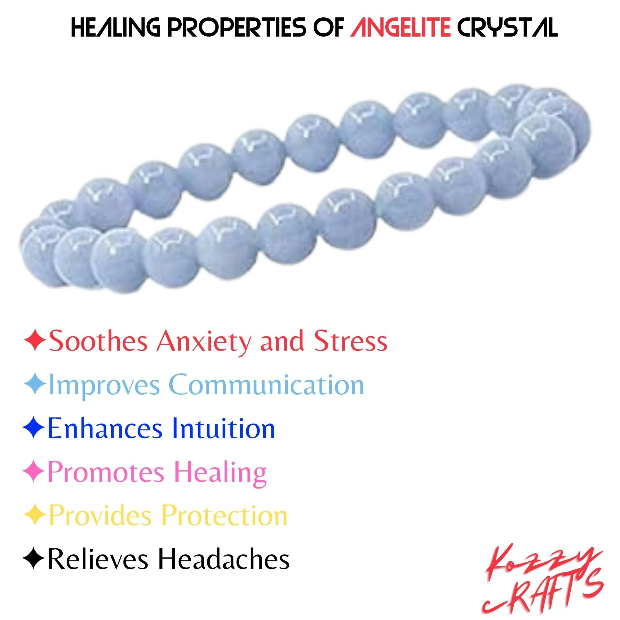 Angelit Bead Reiki Heilarmband - Natural Angelit Crystal Perle Reiki Heilarmband Medien 9