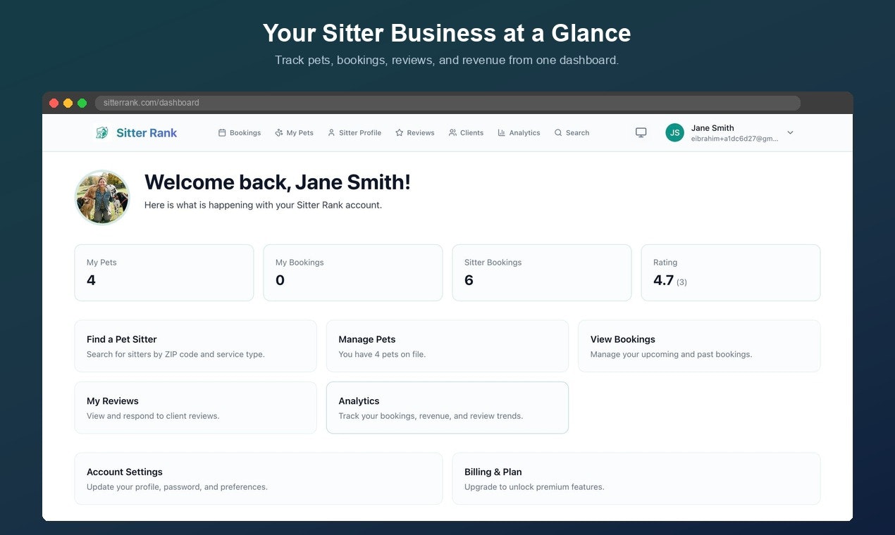 Sitter Rank - Screenshot 2 showing product features and functionality