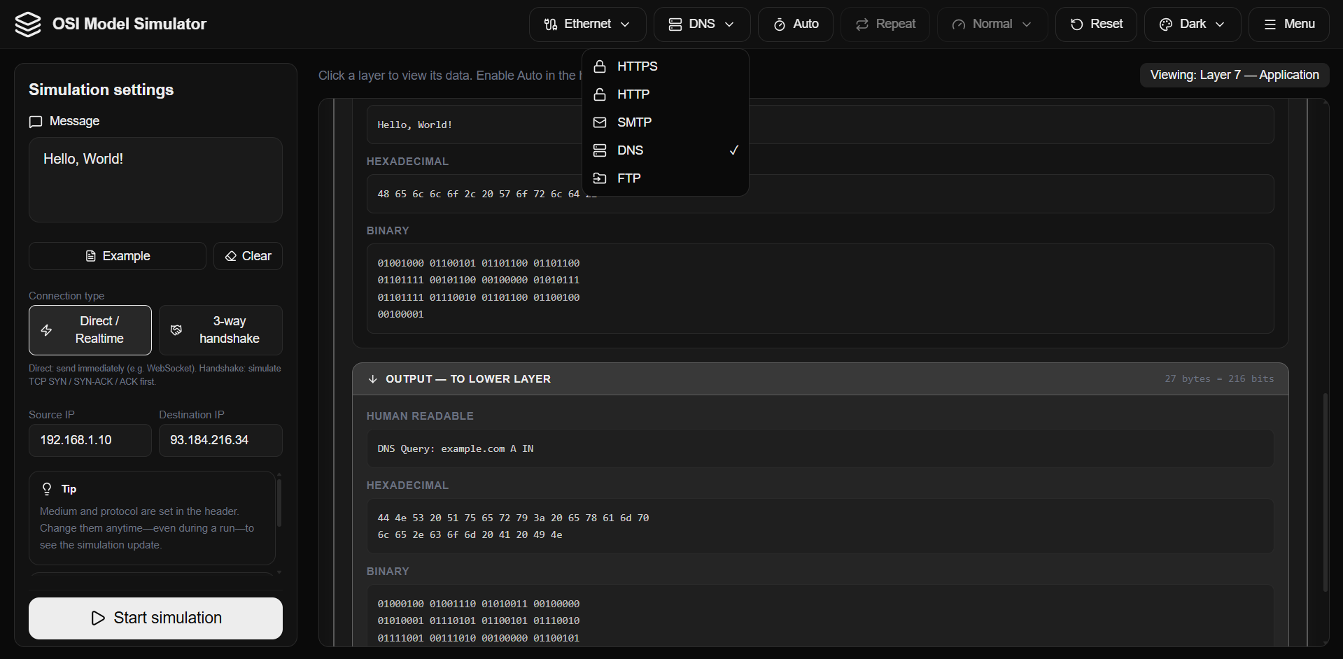 OSI Model Simulator - Screenshot 4 showing product features and functionality