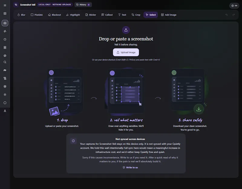 Quietly.tools screenshot 2