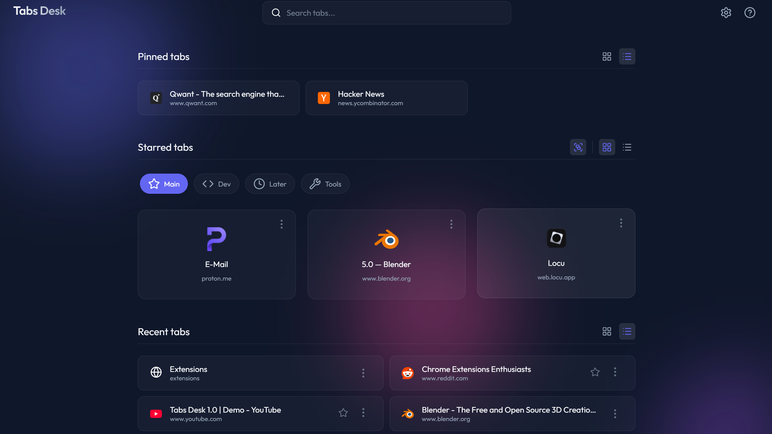 Tabs Desk - Main product screenshot demonstrating key features and user interface