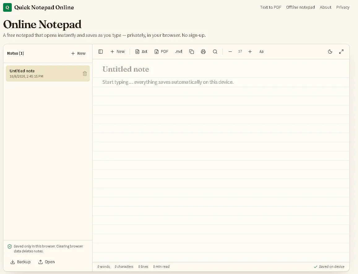Quick Notepad Online gallery image