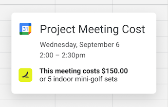 Verschwendete Zeit wird durch Echtzeit-Kostenberechnungen auf Google Calendar von Ramp eliminiert.