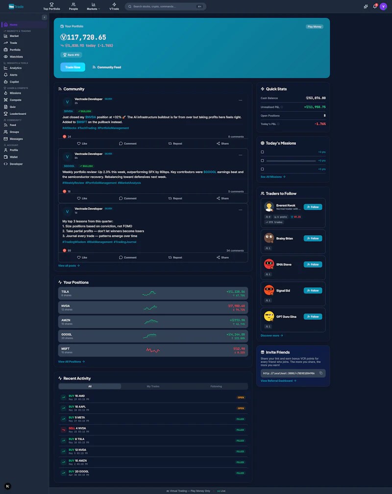 VTrade: High-Fidelity Trading Sandbox screenshot 2