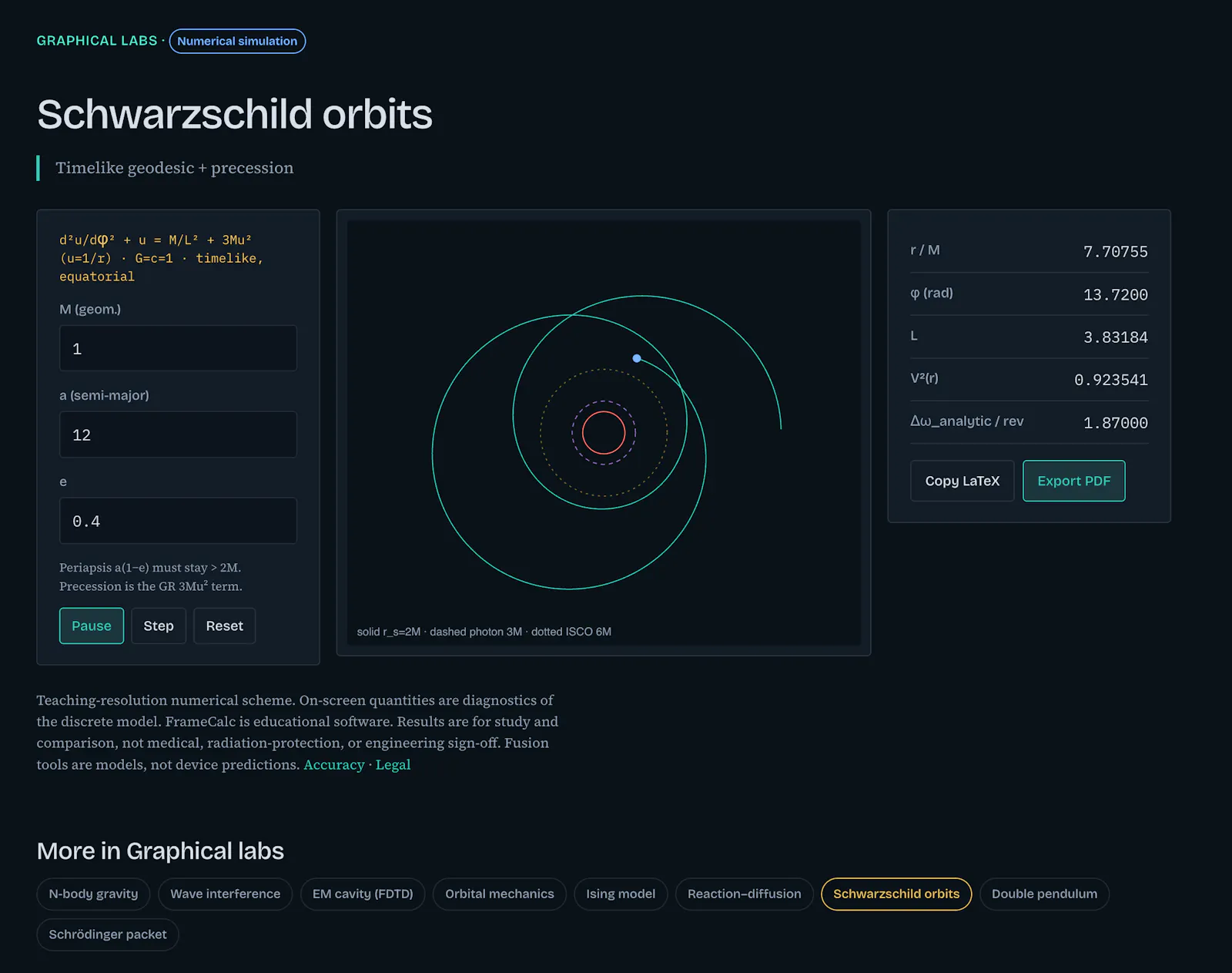 FrameCalc - physics compute with plots screenshot 2