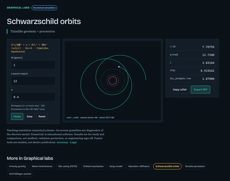 FrameCalc - physics compute with plots screenshot 2