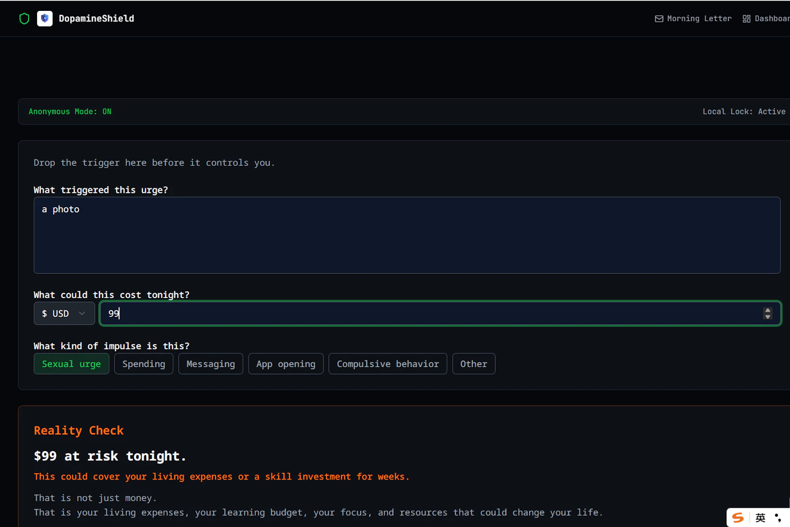 DopamineShield screenshot 2