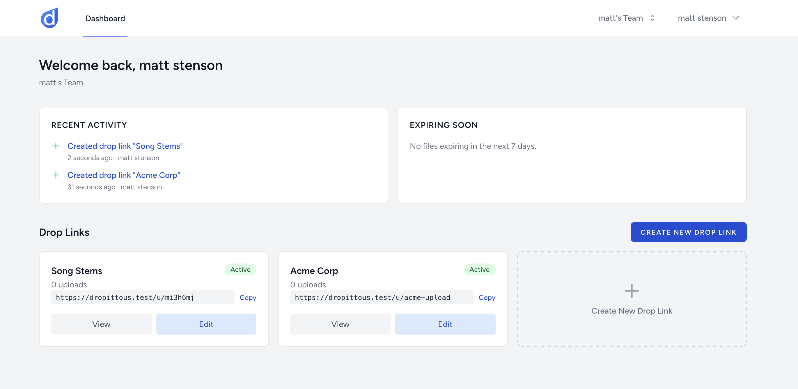 dropittous (dropitto.us) - Main product screenshot demonstrating key features and user interface