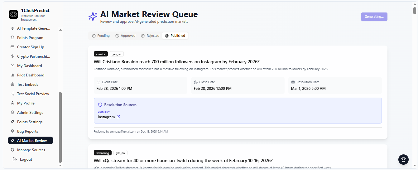 1ClickPredict - Screenshot 3 showing product features and functionality