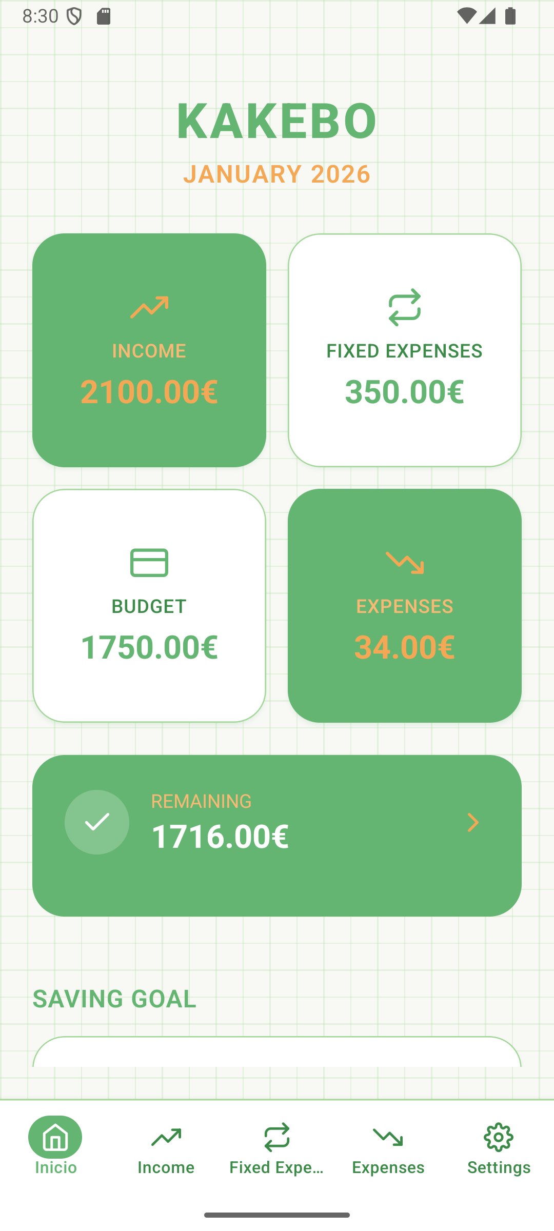 My Kakebo - Personal Savings - Main product screenshot demonstrating key features and user interface