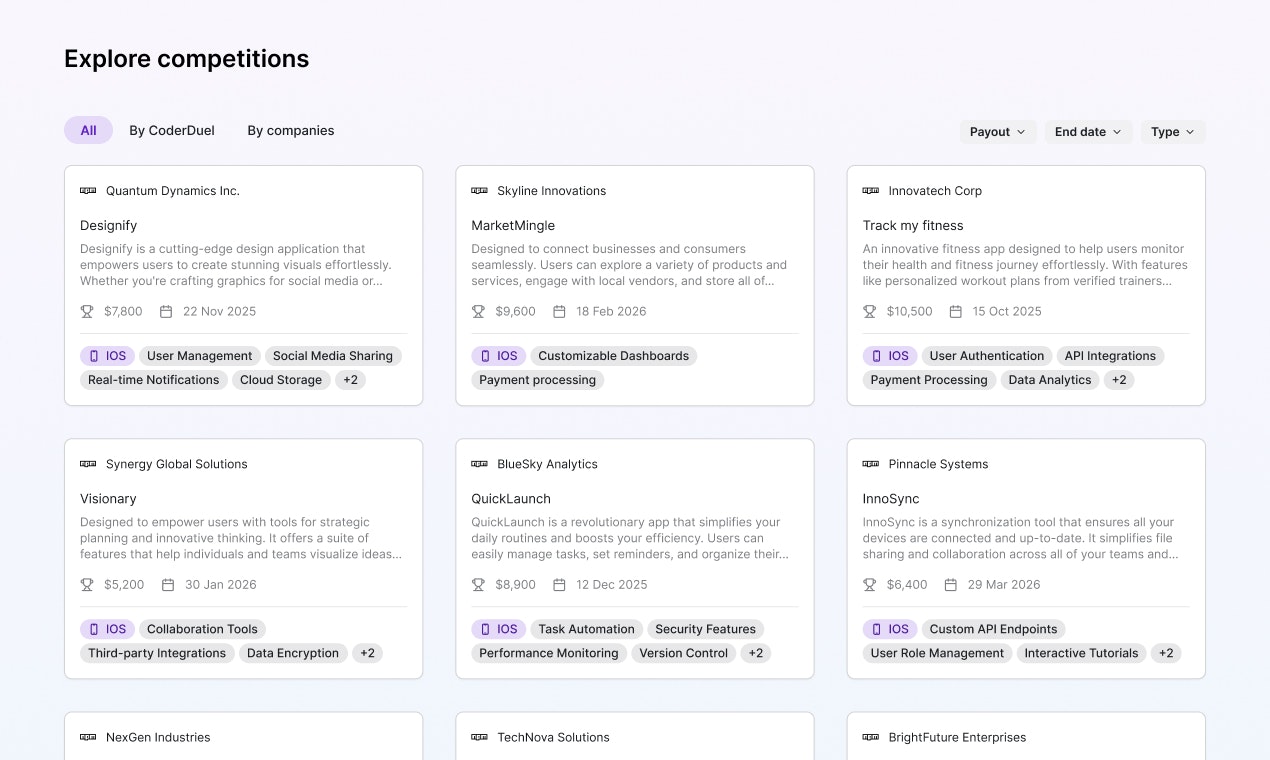 Coderduel - Donde los desarrolladores compiten para crear aplicaciones para clientes reales media 4