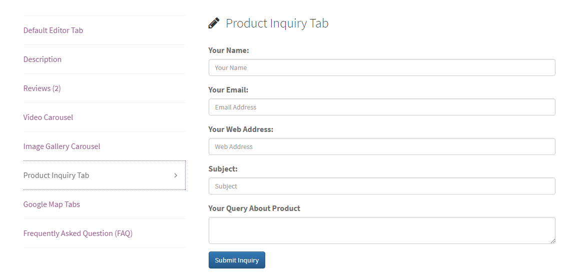 WooCommerce Products Tabs Plugin gallery image