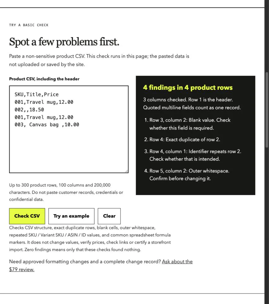 CSV Quick Check gallery image