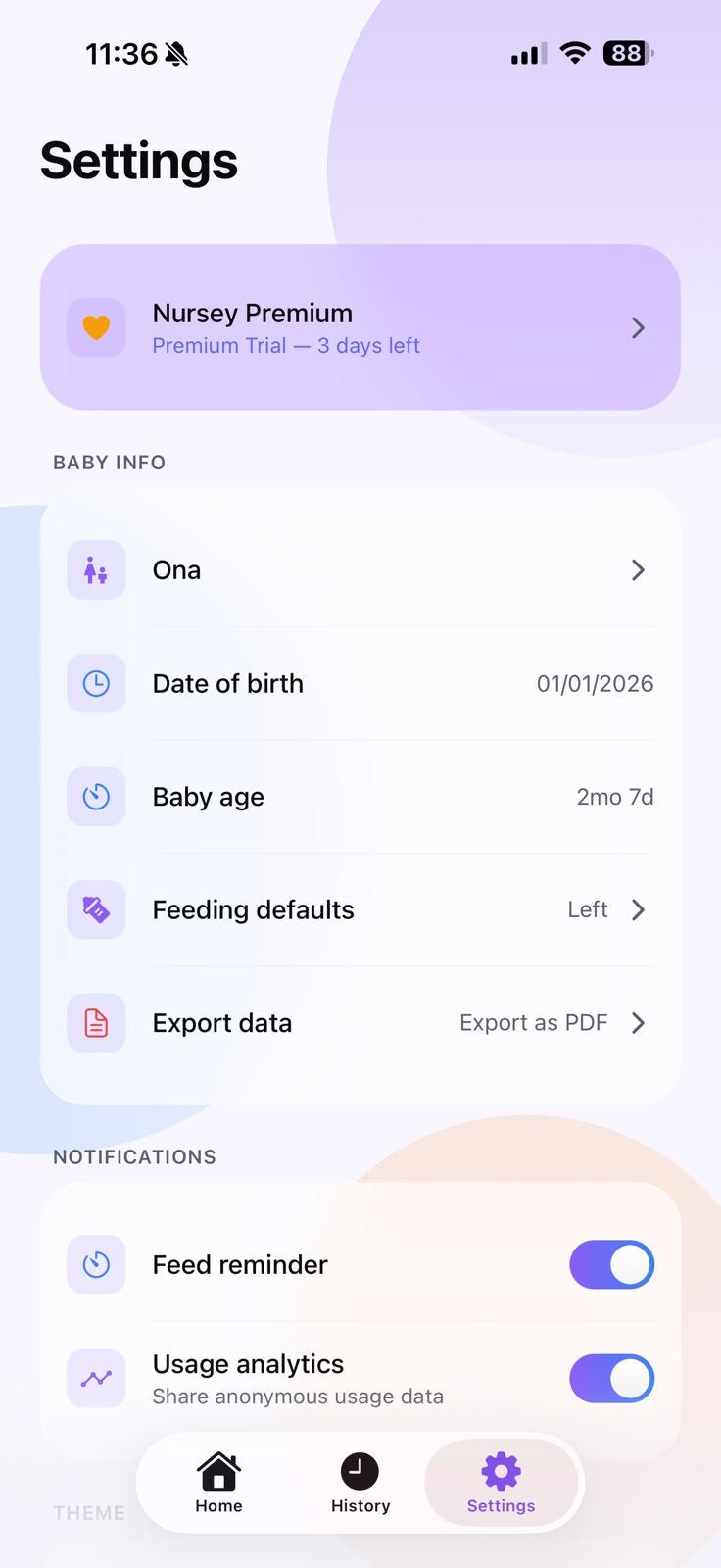 Nursey: Baby tracker gallery image
