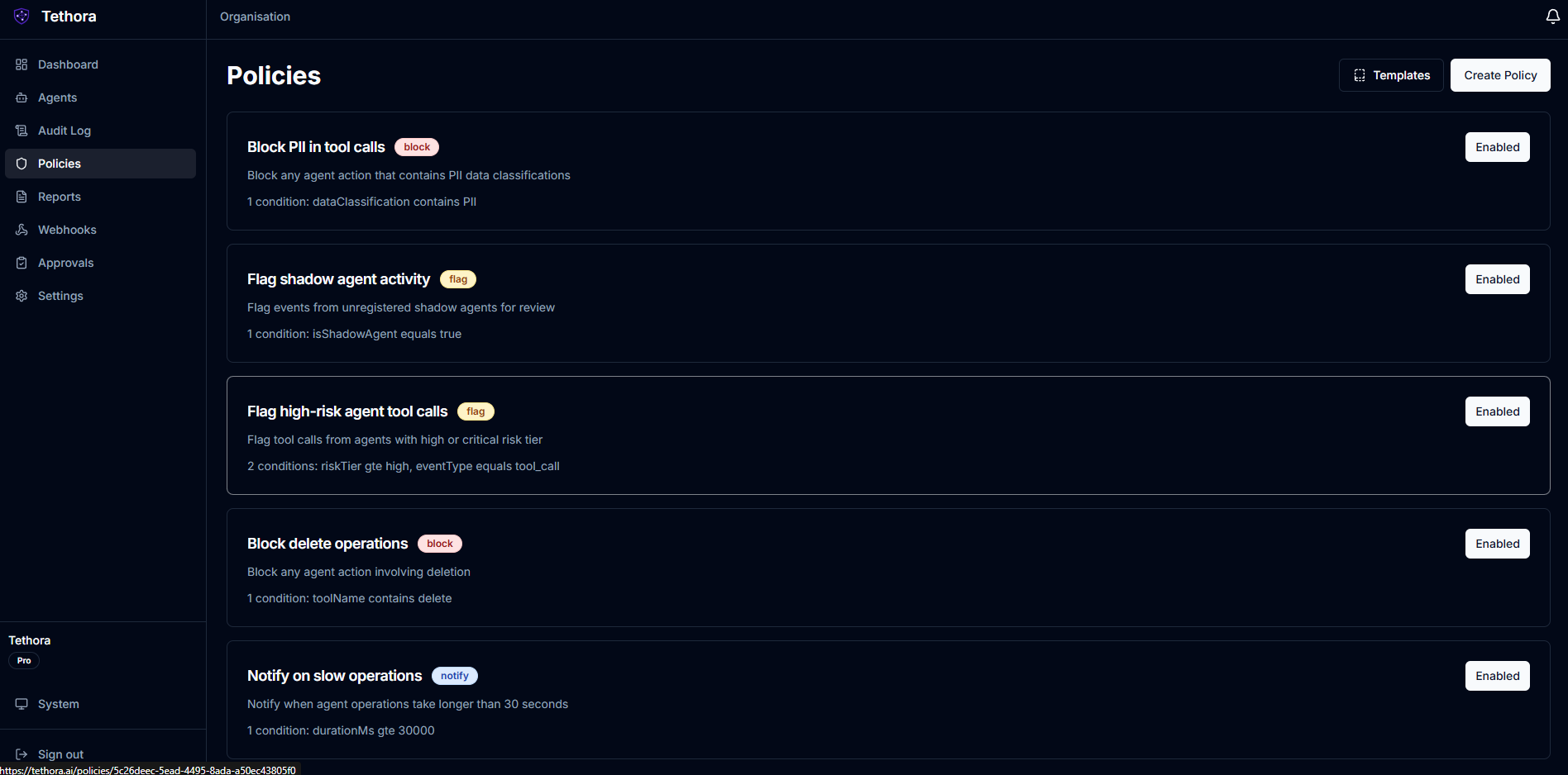 Tethora - AI agent governance gallery image