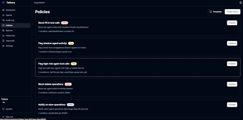 Tethora - AI agent governance screenshot 6
