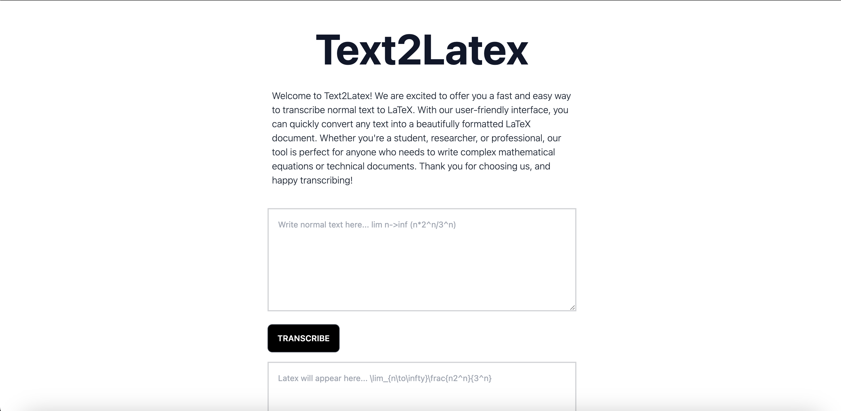 Média Text2latex - Texte alimenté par AI à la transcription de latex 2