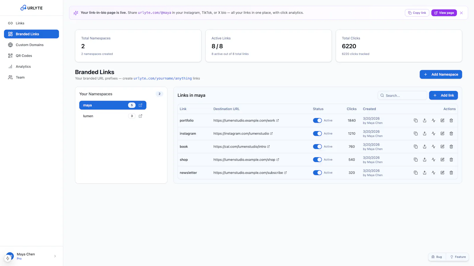 URLyte screenshot 2