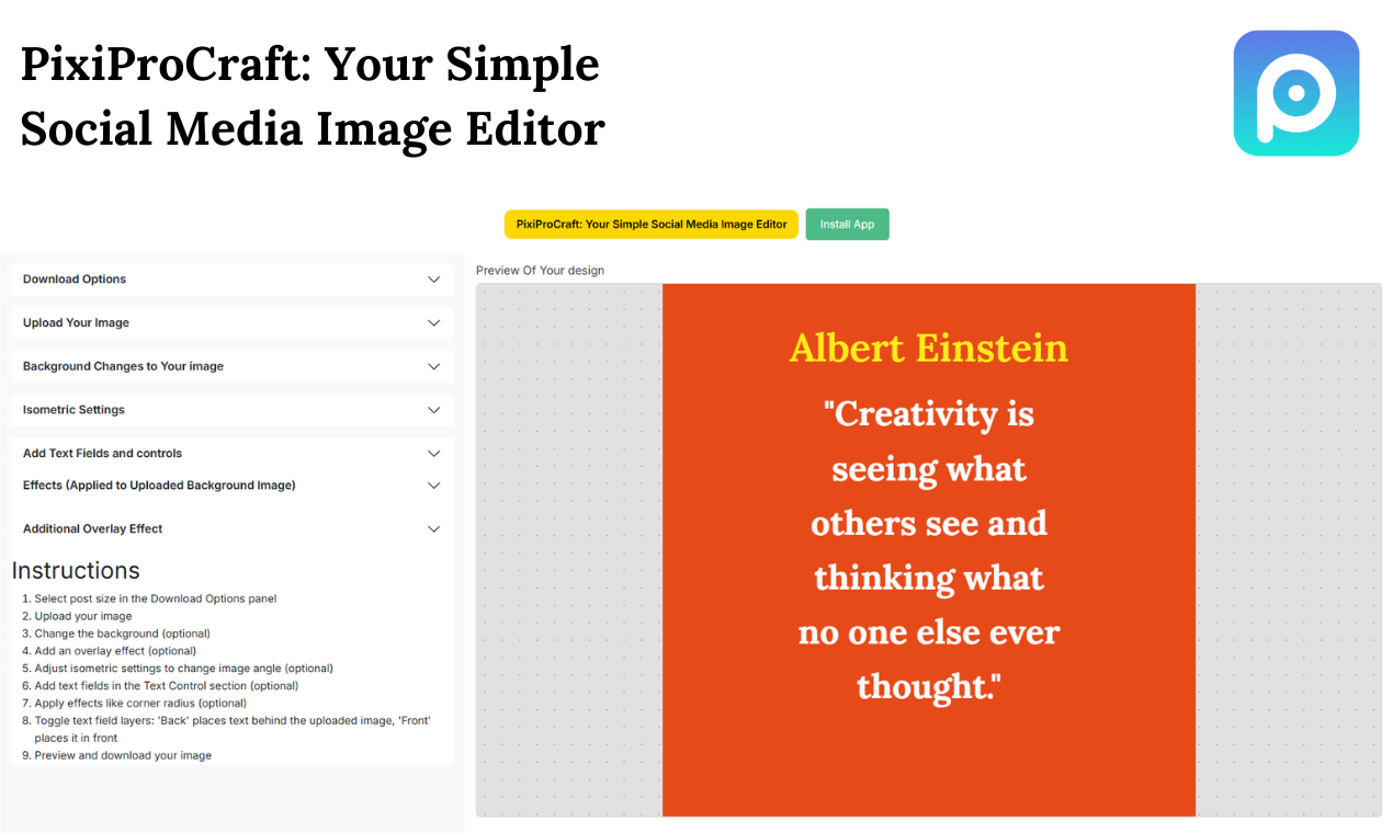 PixiprArt - Il tuo semplice editor di immagini sui social media media 1