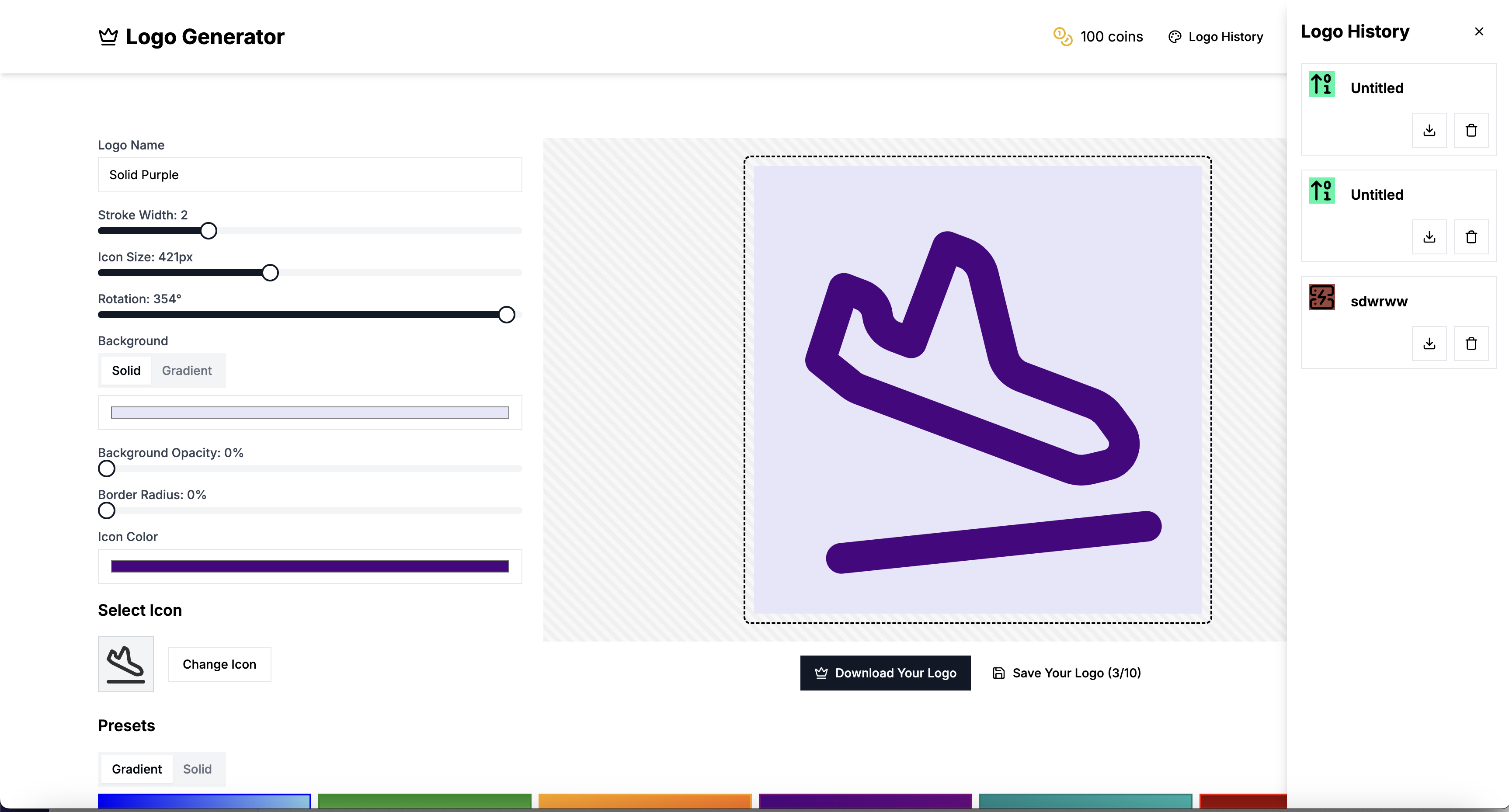 Media Penjana logo - Buat logo tersuai anda -icon, warna, dan format -selaras. 4