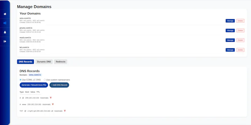 COML.LC - Free Personal Domains screenshot 3