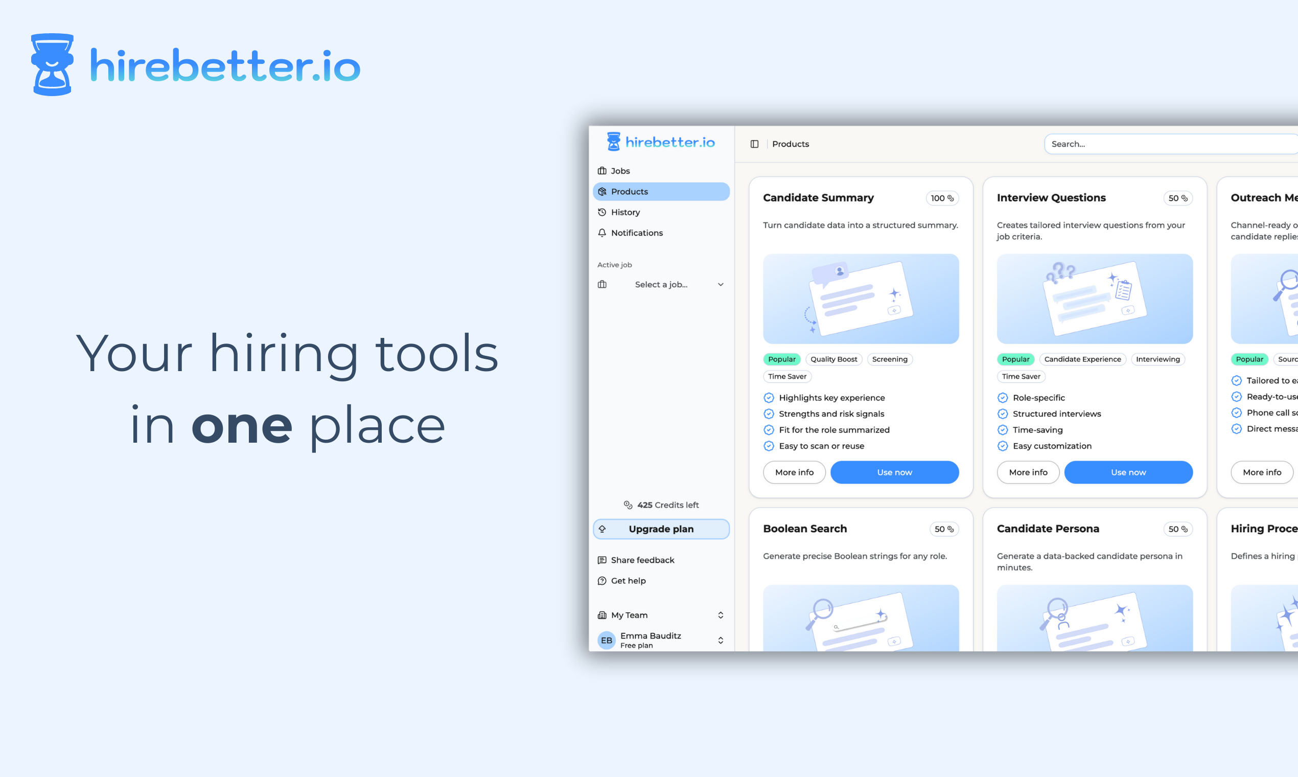 hirebetter.io - Screenshot 2 showing product features and functionality