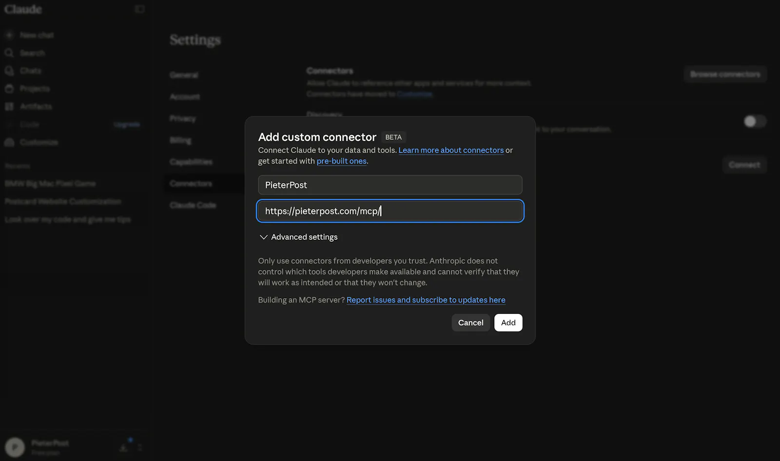 PieterPost MCP screenshot 3