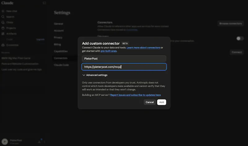 PieterPost MCP screenshot 3