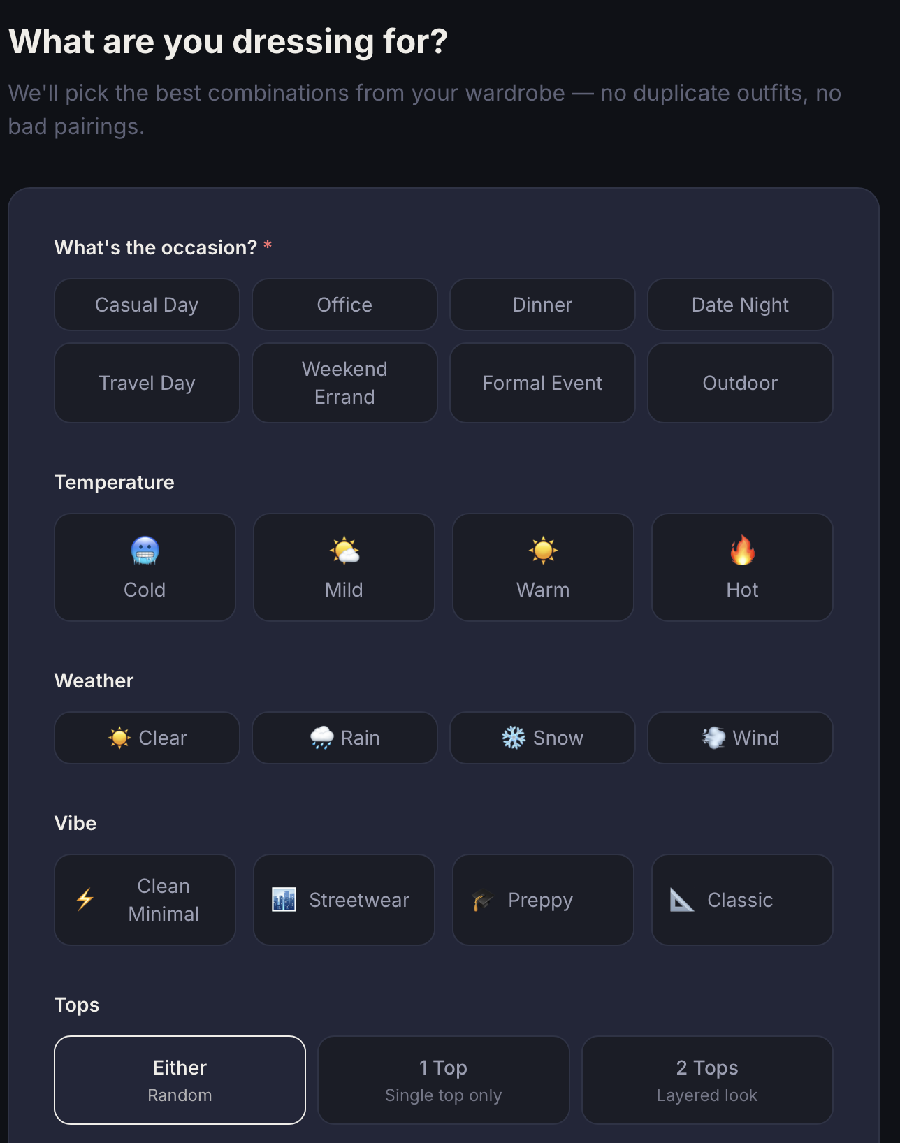 our AI-powered personal digital wardrobe gallery image