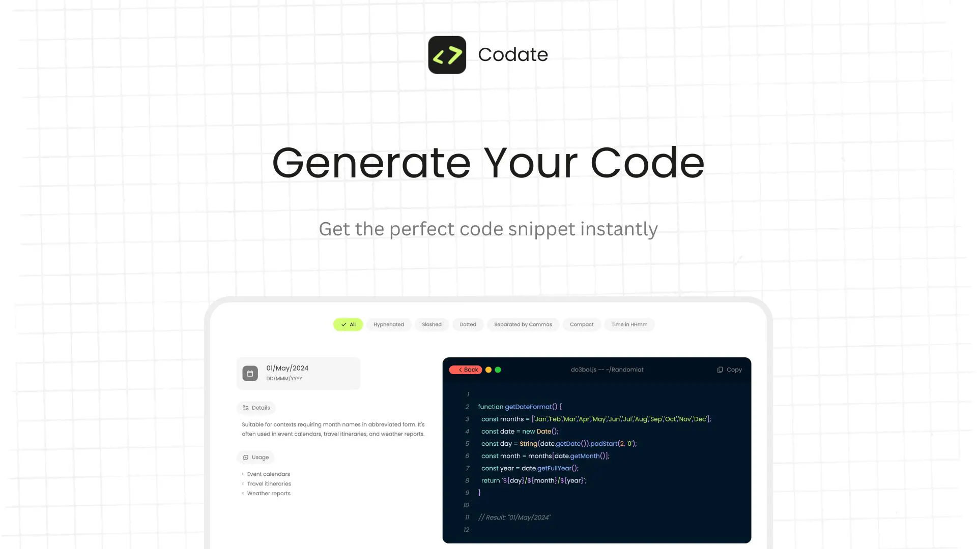 Codate: Easy date formats for any code | Product Hunt