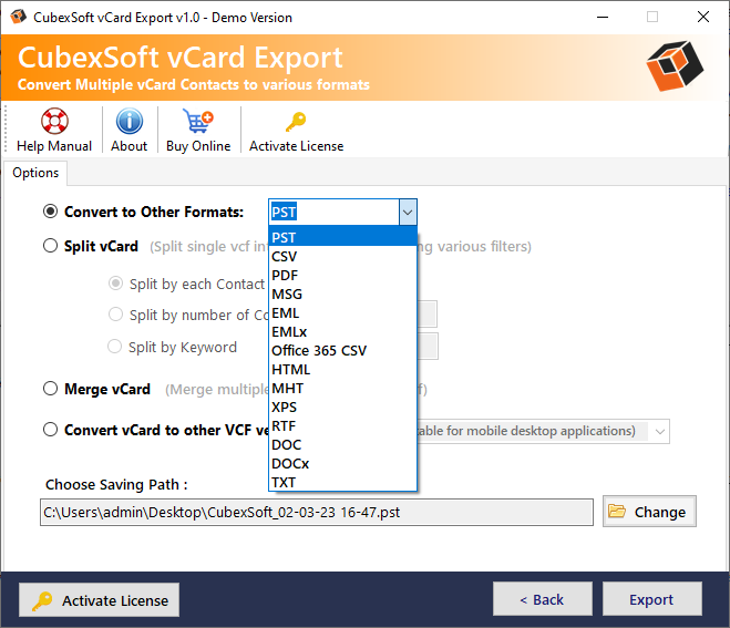 Mídia 4 de Ferramenta de exportação Cubexsoft VCARD