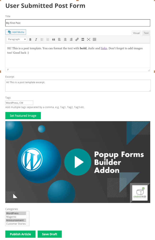 Plugin Posting Pengguna WordPress Pengguna media 2