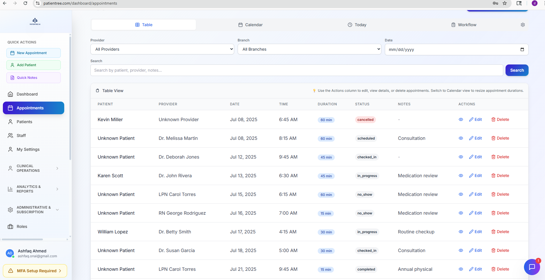 Patientree AI - Main product screenshot demonstrating key features and user interface