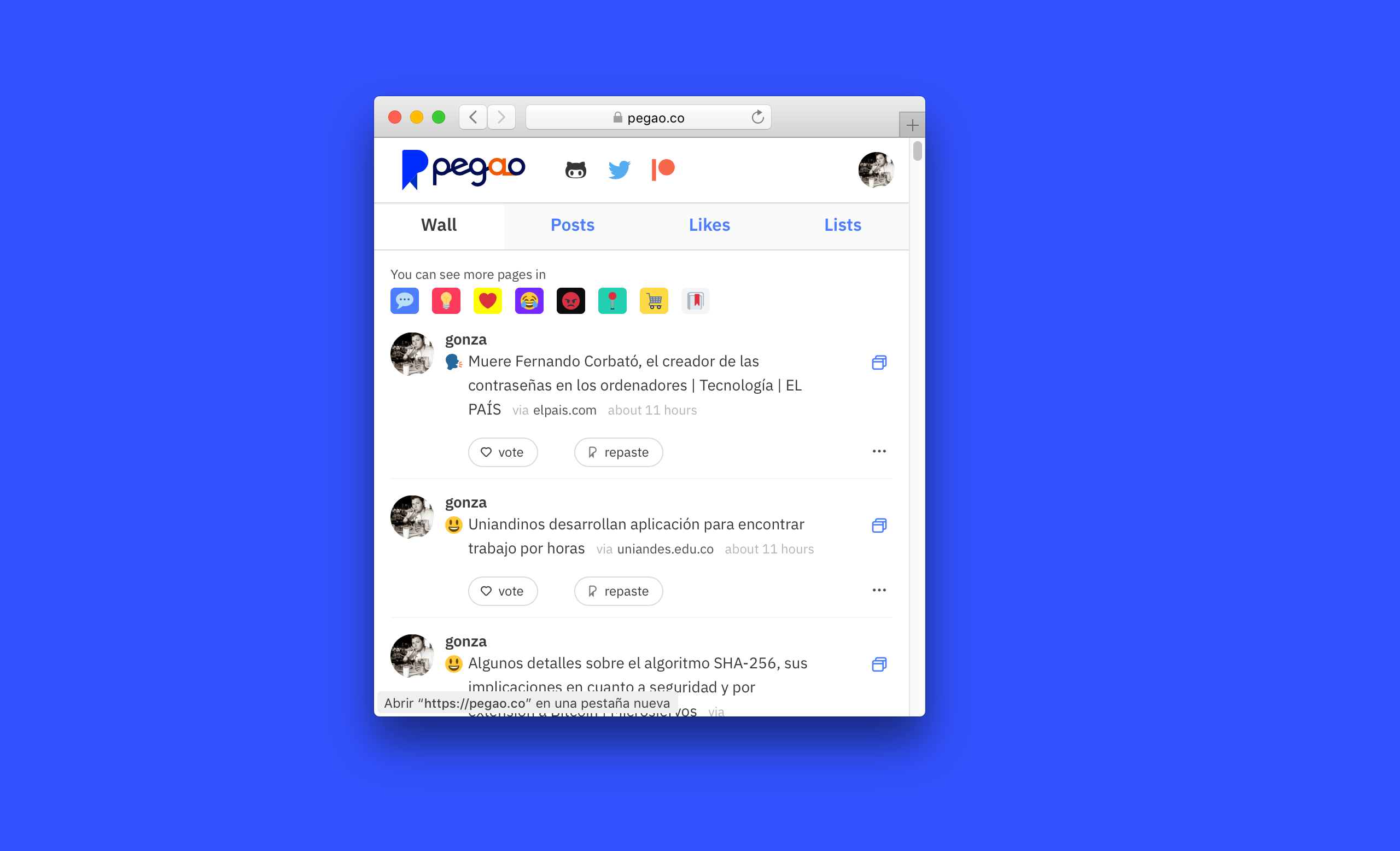Pegao | Save your links into lists gallery image