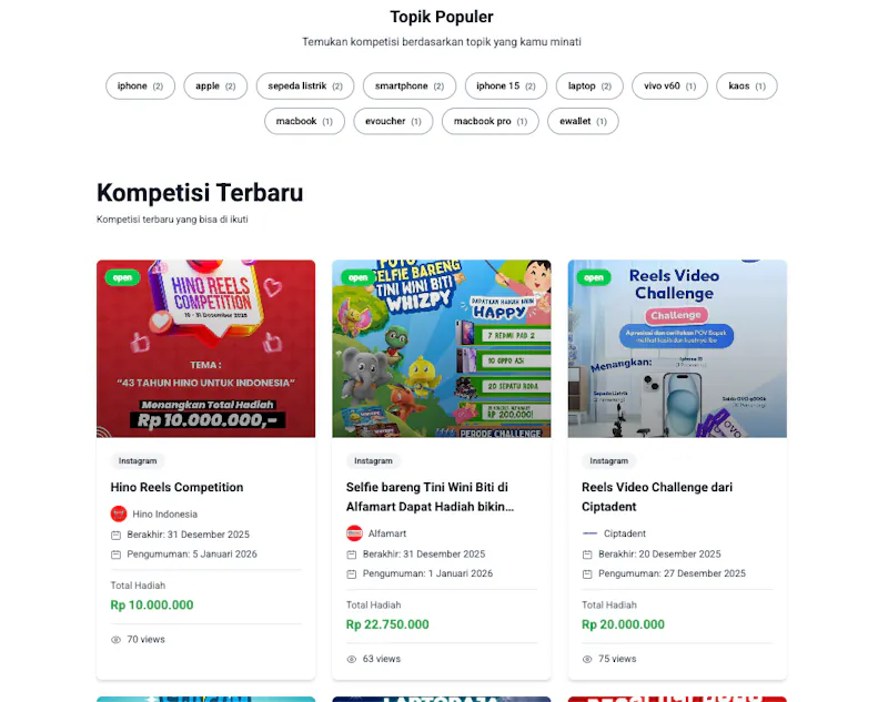 Maujuara - Join Online Competition screenshot 3