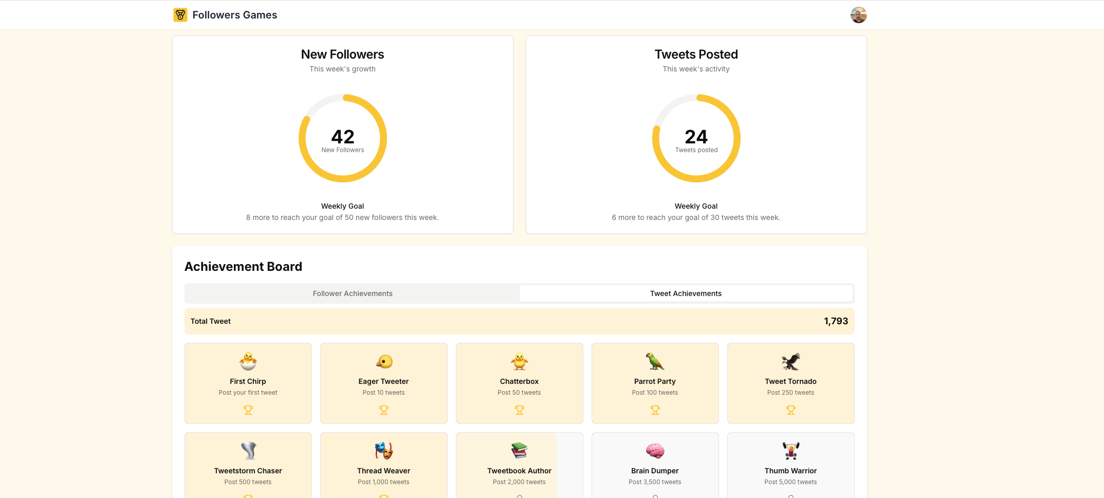 startuptile Followers Games-Make Twitter growth fun with goals tracking & achievements