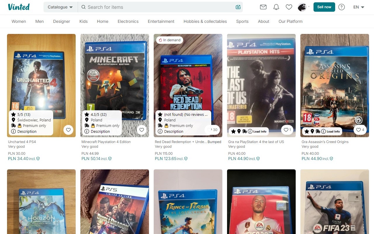 one click Vinted listing information 