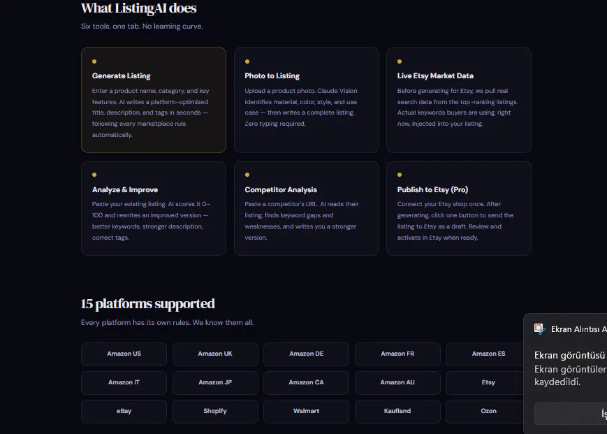 "AI product listings for 15 platforms" gallery image