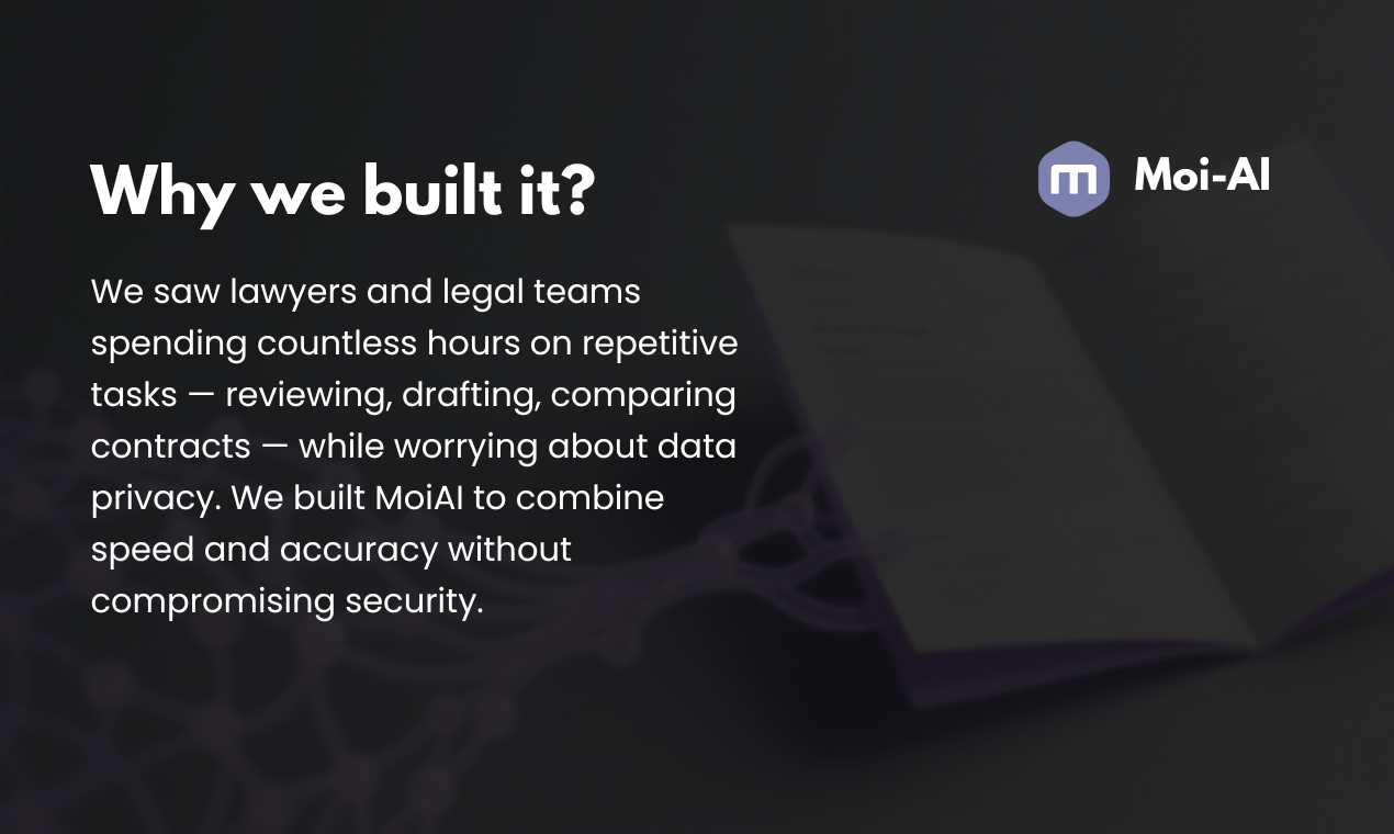 Moi AI - assistant for enterprise legal  - Screenshot 3 showing product features and functionality