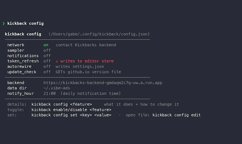 Kickbacks CLI screenshot 11