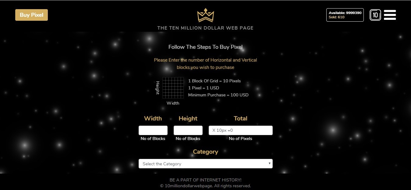 10 Million Dollar Webpage gallery image