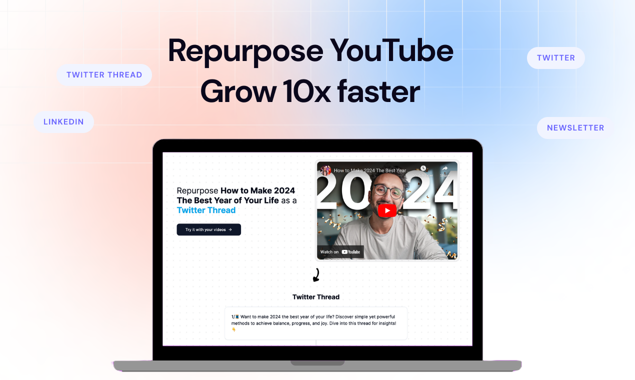 autorepurpose - Repurpose YouTube videos, grow your social media 10x faster