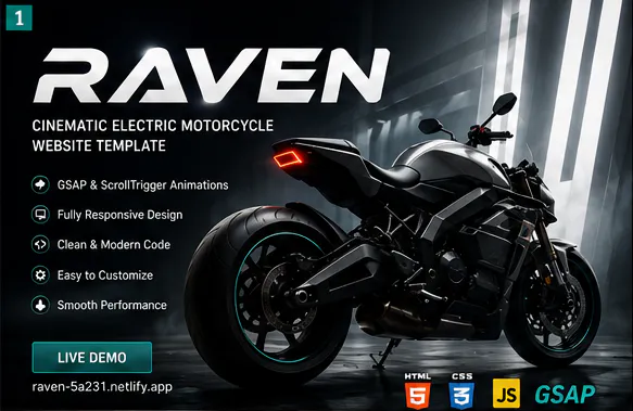 Cinematic Motorcycle Website Template gallery image