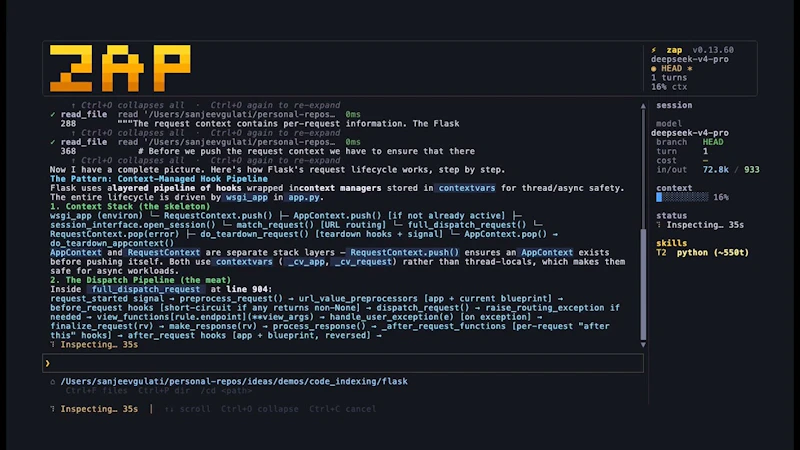 zap-coding-agent screenshot 1 (video preview)