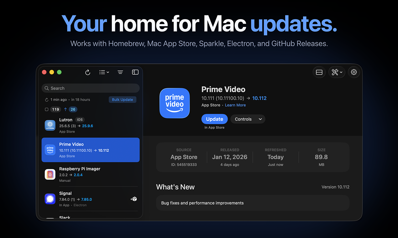 Updatest - Main product screenshot demonstrating key features and user interface