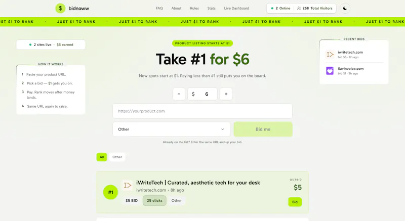 Bidnoww — The Leaderboard for Startups screenshot 1