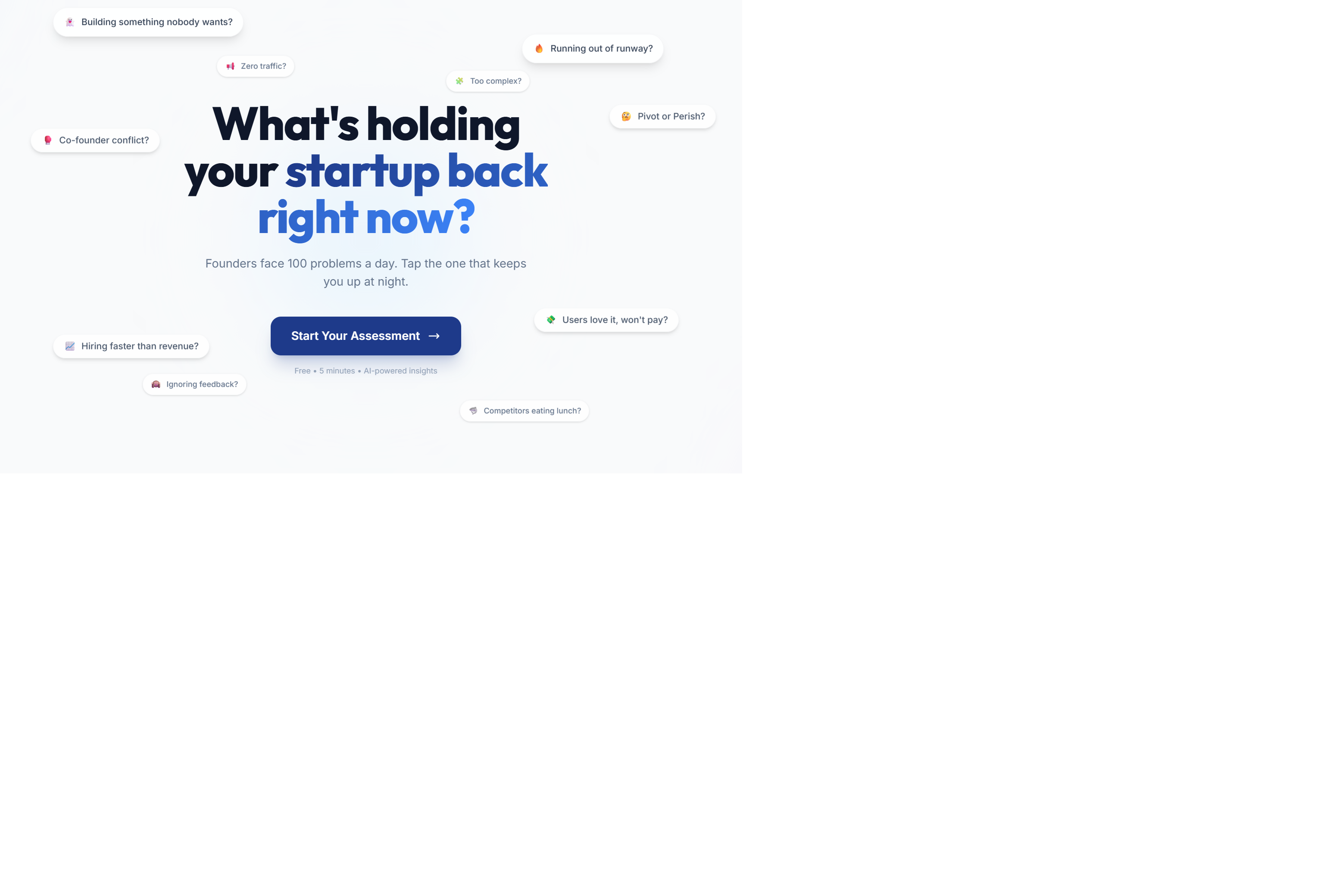 FounderAssess - Main product screenshot demonstrating key features and user interface