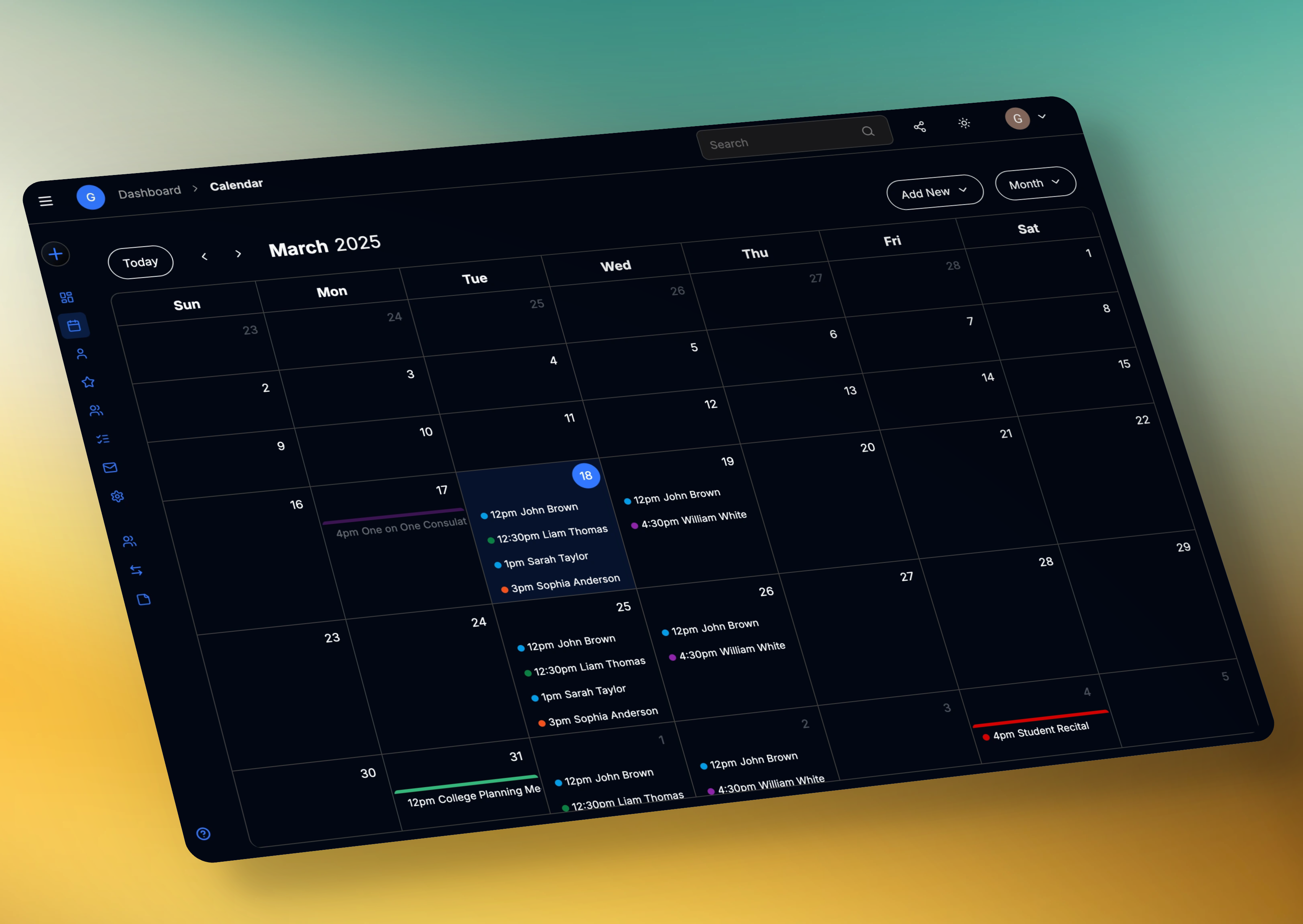 Calendario de cadencia - Gestión de estudiantes, simplificado media 3