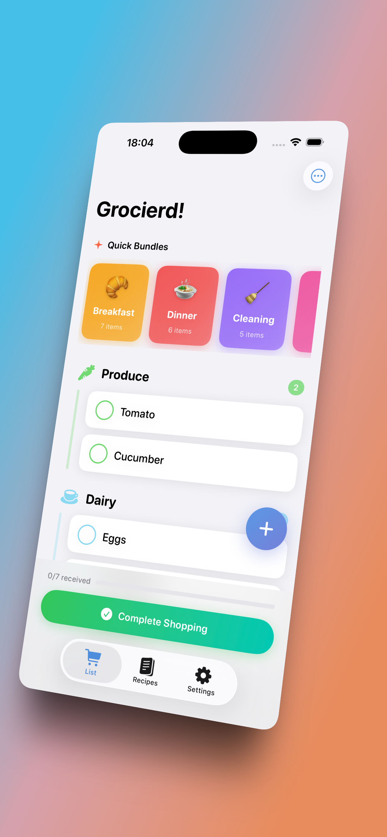 Grocierd! - Shopping List - Main product screenshot demonstrating key features and user interface